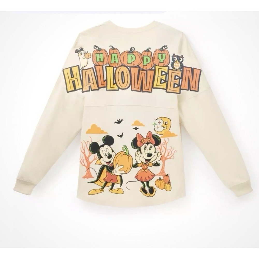 Disney Parks White Happy Halloween Mickey Minnie Adult L Spirit Jersey NWT 2026